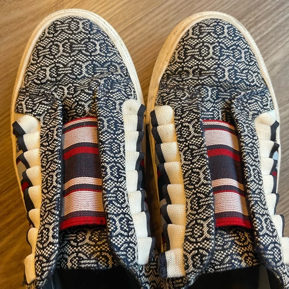 Tory Burch Tory Sport Gemini Link Jacquard Ruffle Sneaker Platform Trainer 6.5